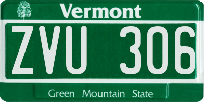 VT license plate ZVU306