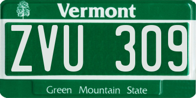 VT license plate ZVU309