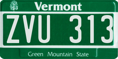 VT license plate ZVU313