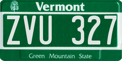 VT license plate ZVU327
