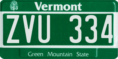 VT license plate ZVU334