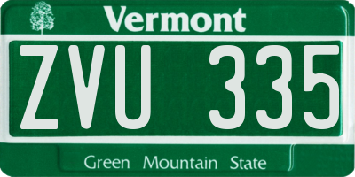 VT license plate ZVU335