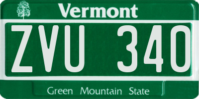 VT license plate ZVU340