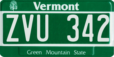 VT license plate ZVU342