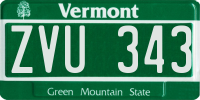 VT license plate ZVU343