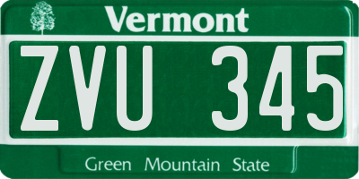VT license plate ZVU345