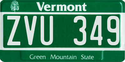VT license plate ZVU349