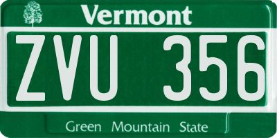 VT license plate ZVU356