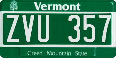 VT license plate ZVU357