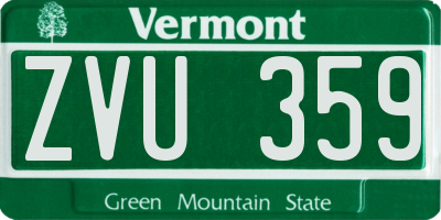 VT license plate ZVU359