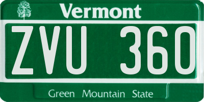 VT license plate ZVU360