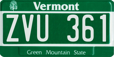 VT license plate ZVU361