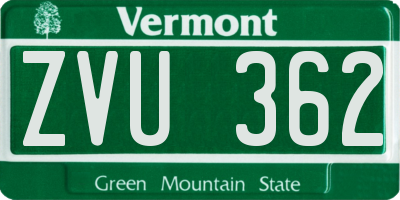 VT license plate ZVU362