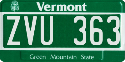 VT license plate ZVU363