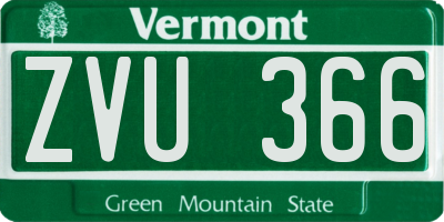 VT license plate ZVU366