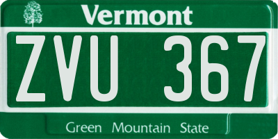 VT license plate ZVU367