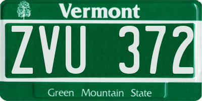 VT license plate ZVU372