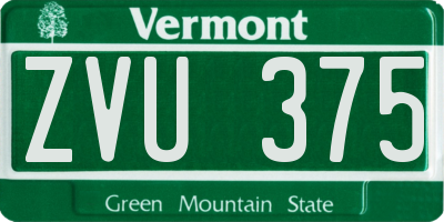 VT license plate ZVU375