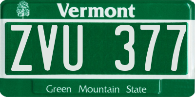 VT license plate ZVU377