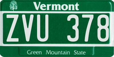 VT license plate ZVU378