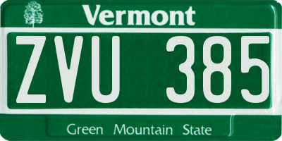 VT license plate ZVU385