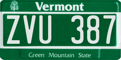 VT license plate ZVU387