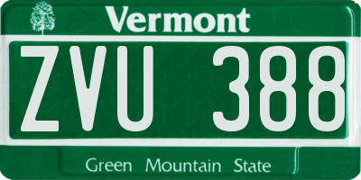 VT license plate ZVU388