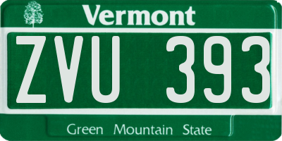 VT license plate ZVU393