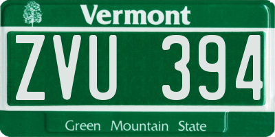 VT license plate ZVU394