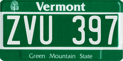 VT license plate ZVU397