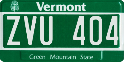 VT license plate ZVU404