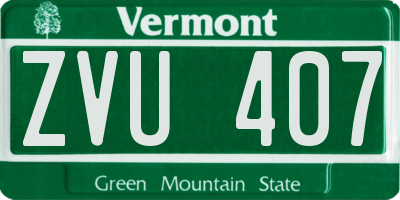 VT license plate ZVU407