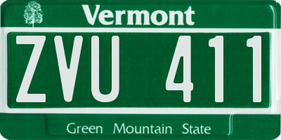 VT license plate ZVU411