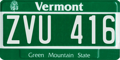 VT license plate ZVU416