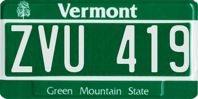VT license plate ZVU419