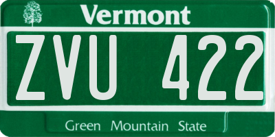 VT license plate ZVU422