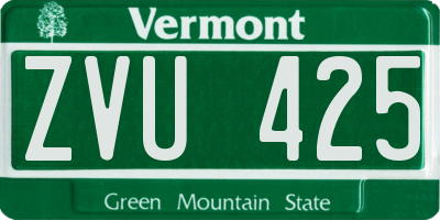VT license plate ZVU425
