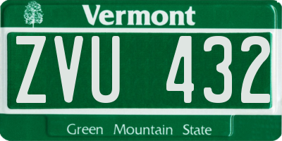 VT license plate ZVU432