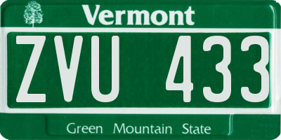VT license plate ZVU433