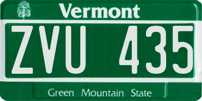 VT license plate ZVU435