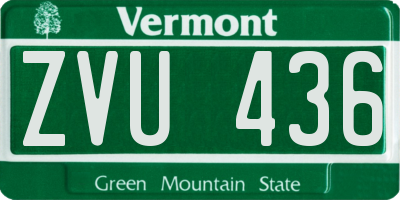 VT license plate ZVU436