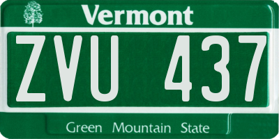 VT license plate ZVU437