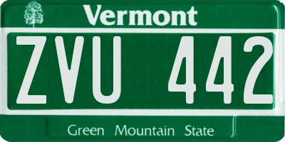 VT license plate ZVU442