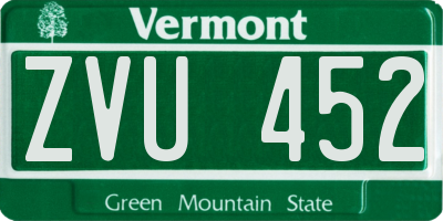 VT license plate ZVU452