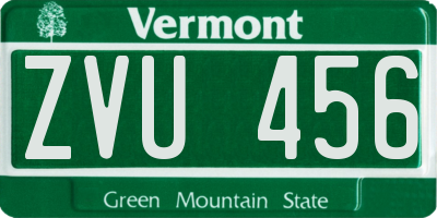 VT license plate ZVU456