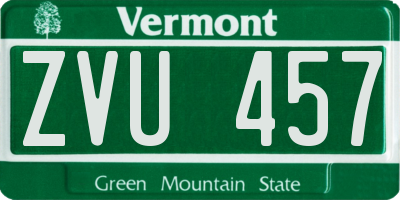 VT license plate ZVU457
