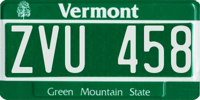 VT license plate ZVU458