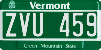 VT license plate ZVU459