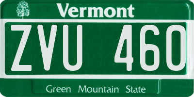 VT license plate ZVU460
