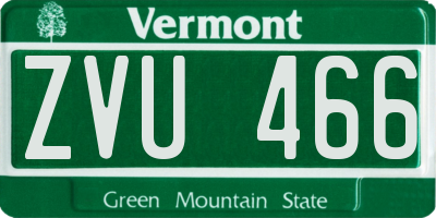 VT license plate ZVU466